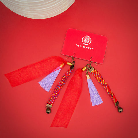 Bakeneko Square Style Kumihimo Dangle Earrings