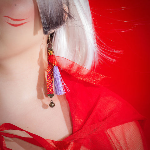 Bakeneko Square Style Kumihimo Dangle Earrings