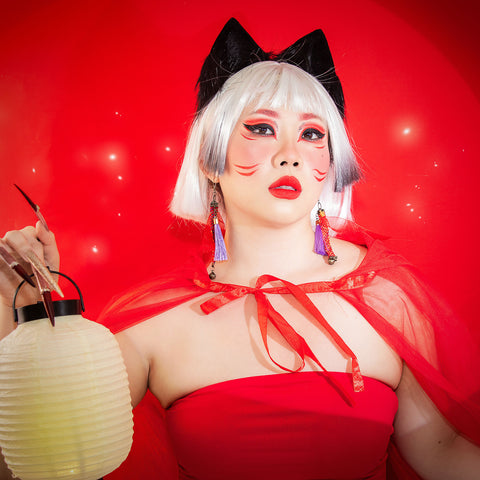 Bakeneko Square Style Kumihimo Dangle Earrings