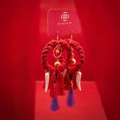 Oni Macrame Large Hoop Earrings