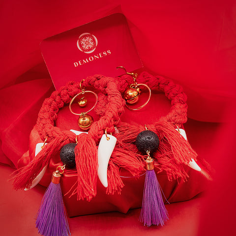 Oni Macrame Large Hoop Earrings