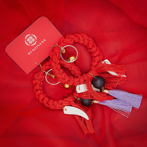 Oni Macrame Large Hoop Earrings