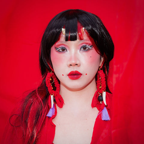Oni Macrame Large Hoop Earrings