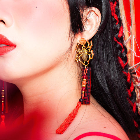 Tsuchigumo Spider Yokai Dangle Earrings