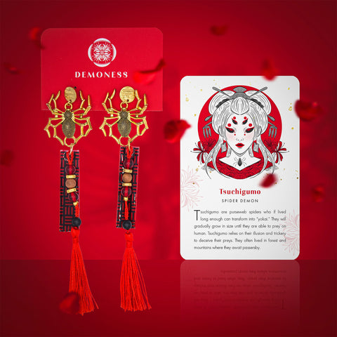 Tsuchigumo Spider Yokai Dangle Earrings