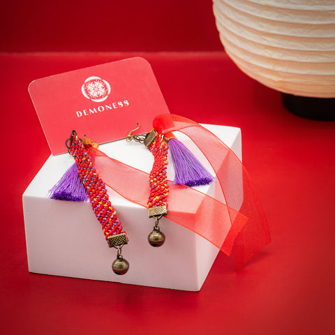 Bakeneko Square Style Kumihimo Dangle Earrings