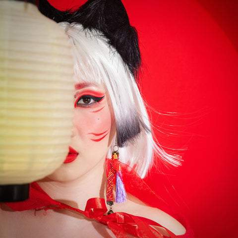 Bakeneko Square Style Kumihimo Dangle Earrings