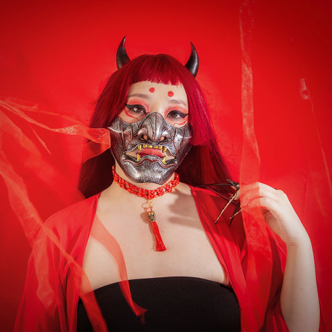 Oni Macrame Choker with Skull Charm