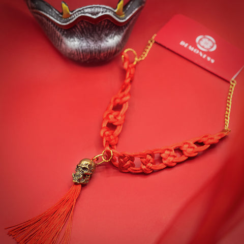 Oni Macrame Choker with Skull Charm
